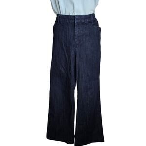 Chicos Womens Blue Pants Medium Size 8 Short So Slimming Stretch Straight Leg
